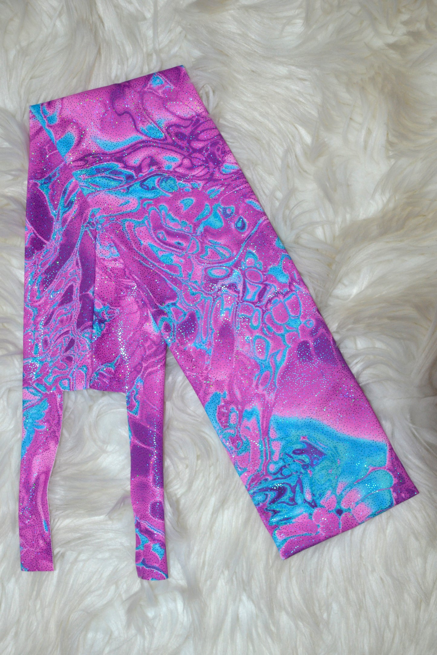 Blue Pink Tie Dye Tail Bag Sparkle Shimmer