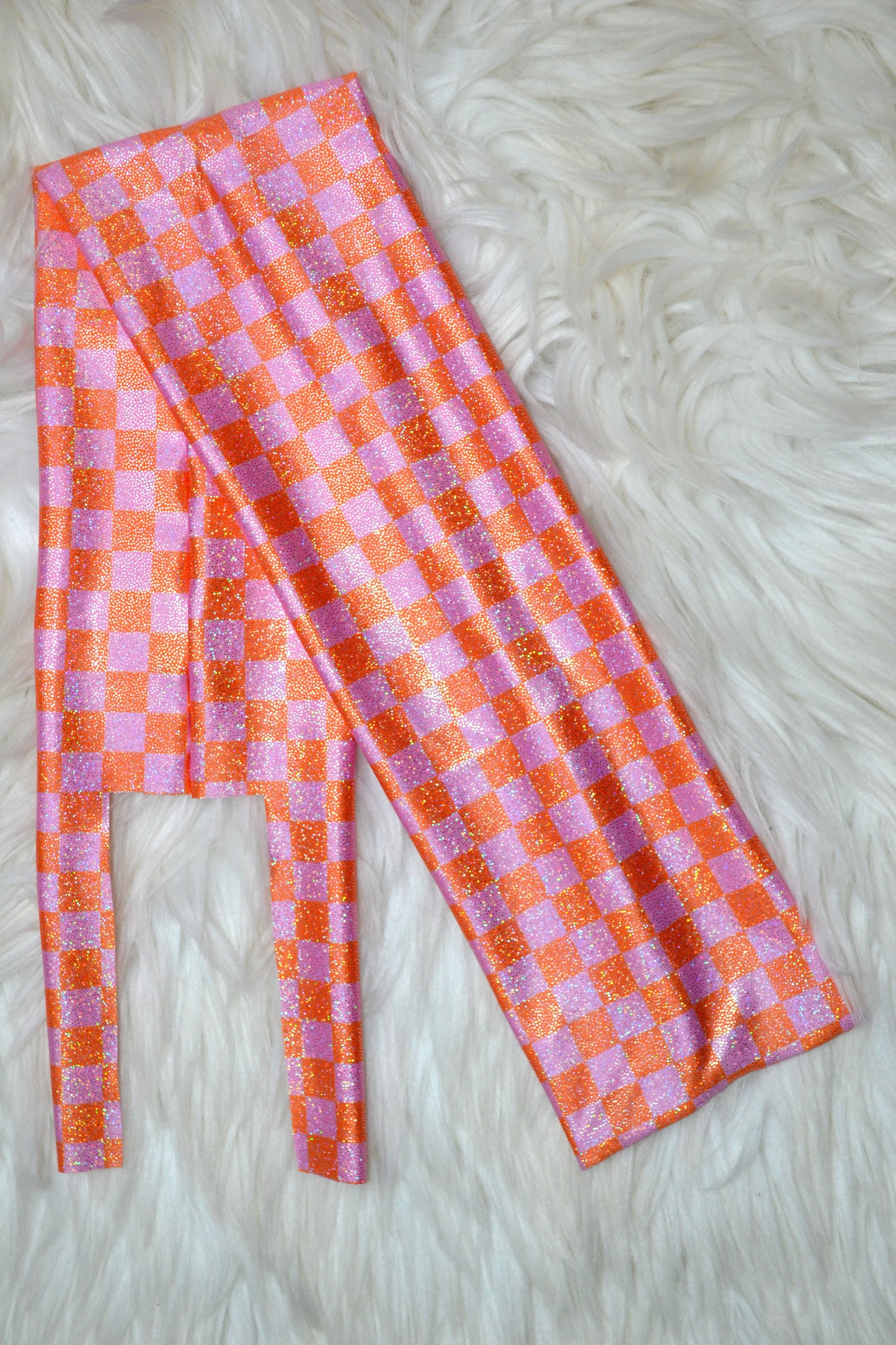 Pink & Orange Checkered Tail Bag Holographic
