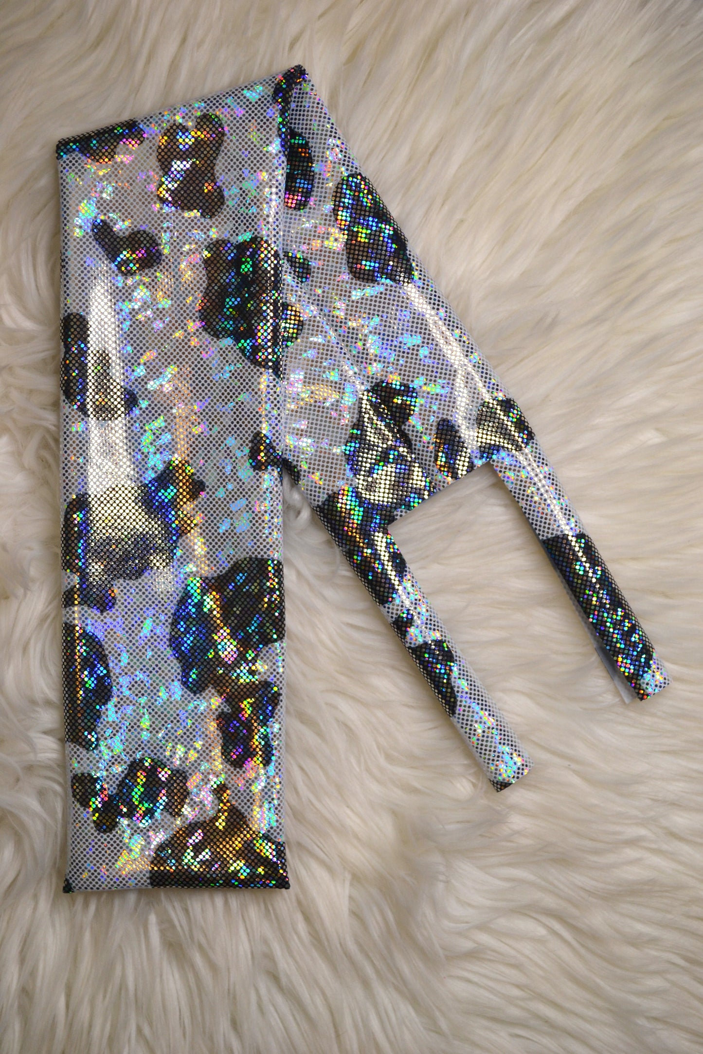 Black Cow Print Tail Bag Holographic
