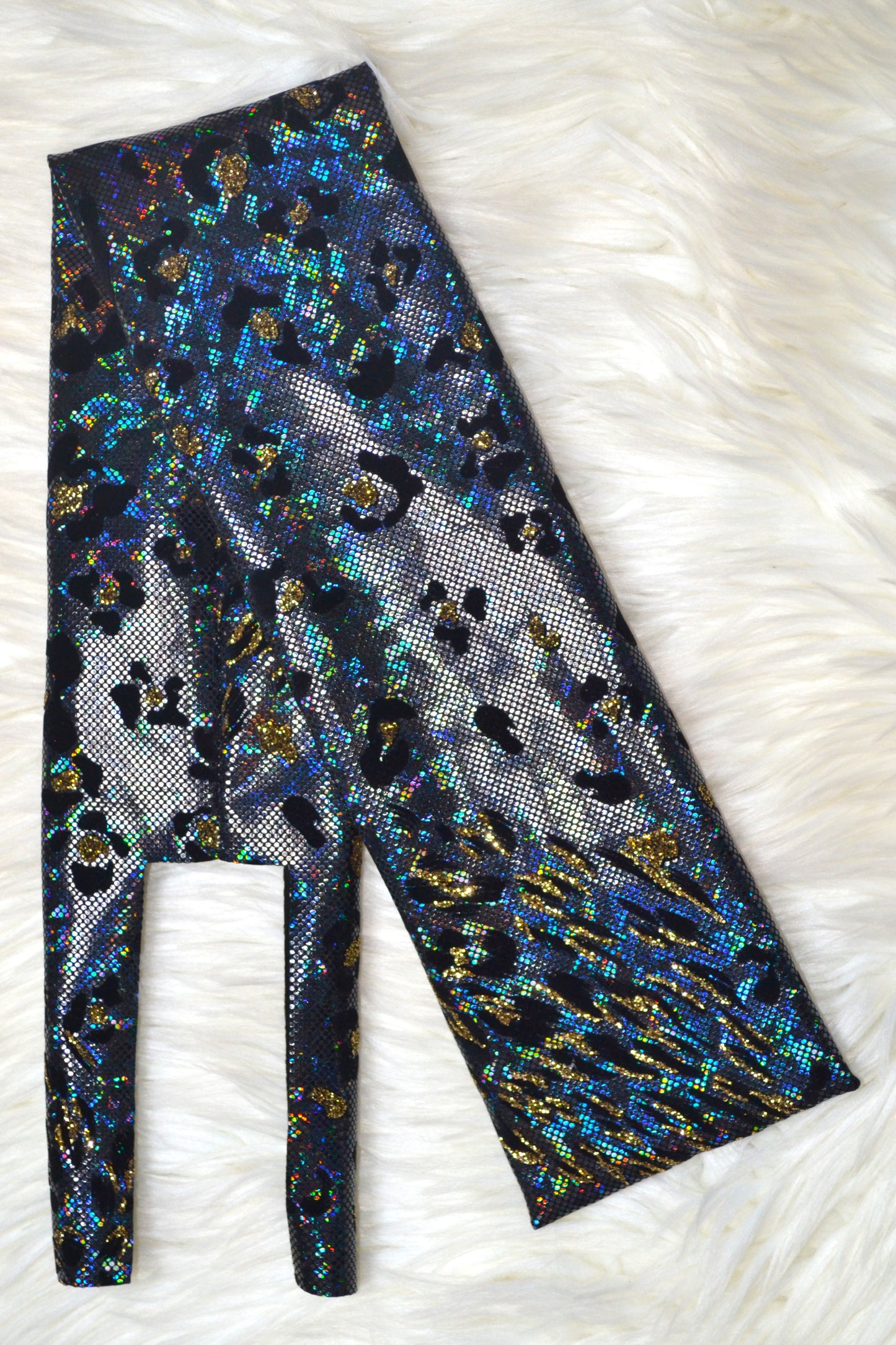 Black and Gold Cheetah Tail Bag Holographic