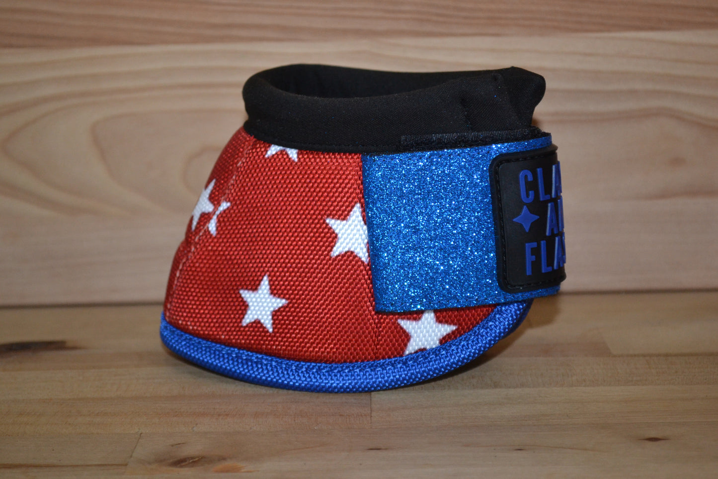 Red Stars with Blue Sparkle Straps Bell Boots