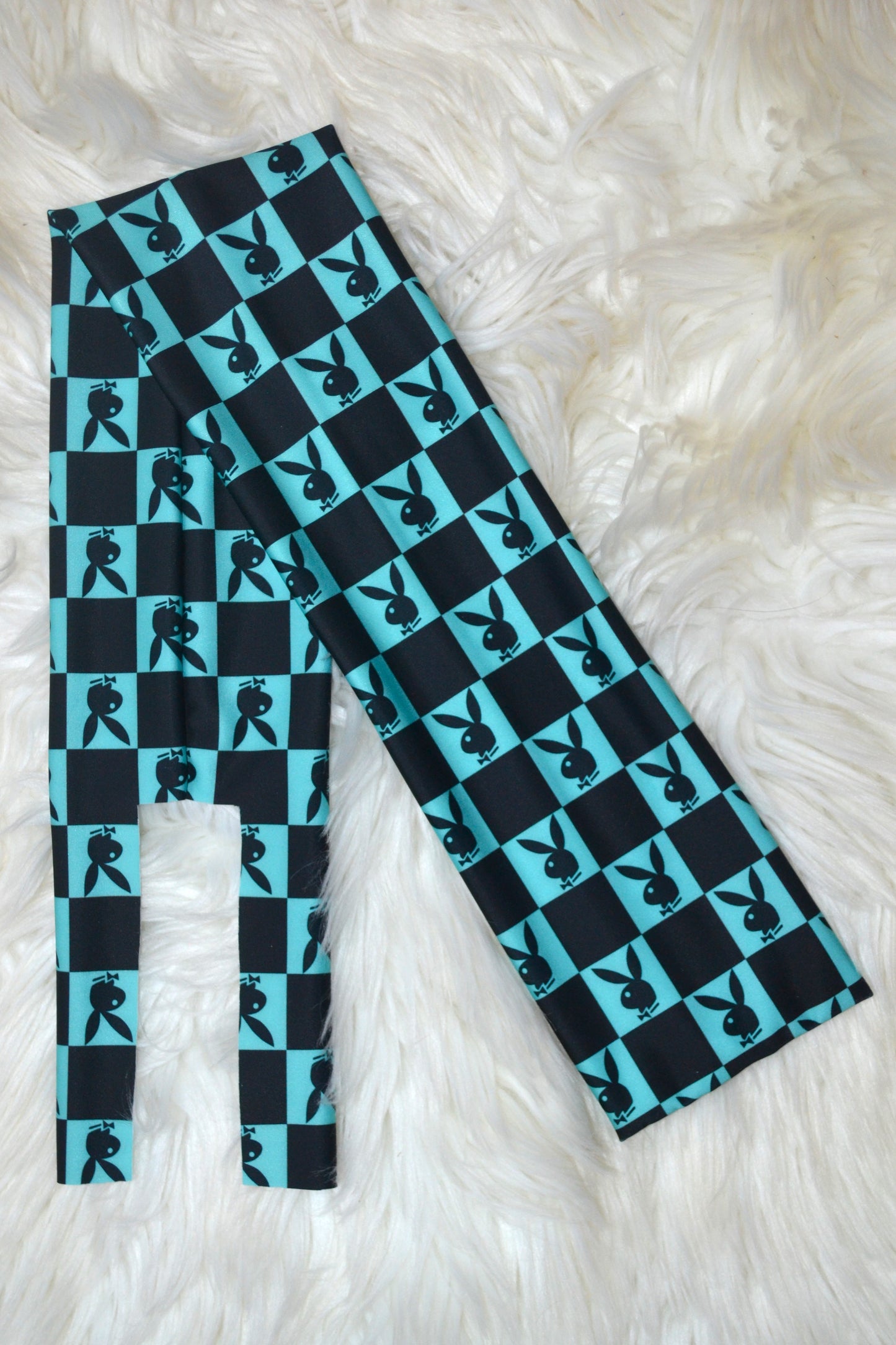 Teal Bunny Checker Tail Bag