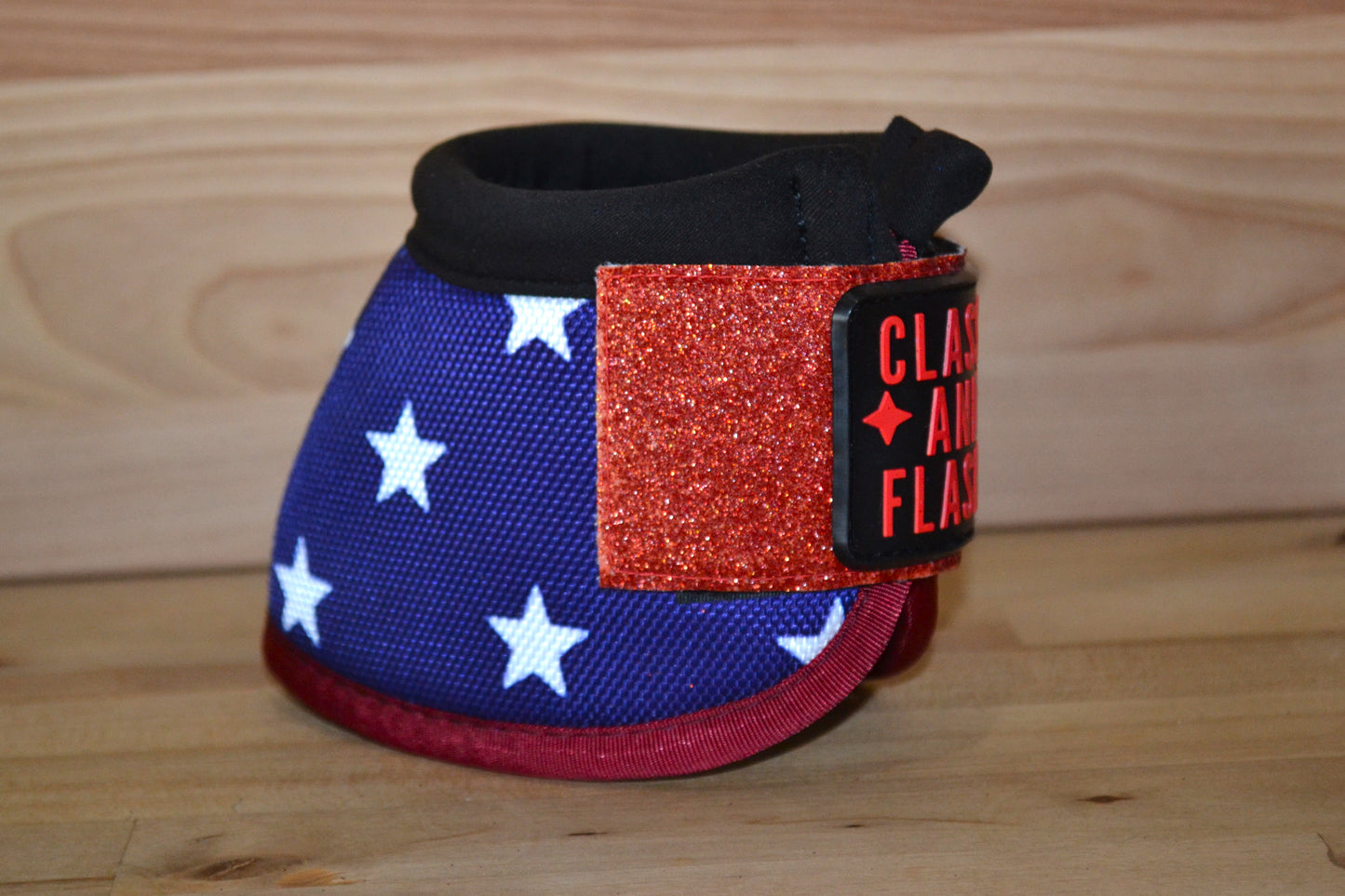 Blue Stars with Red Sparkle Straps Bell Boots