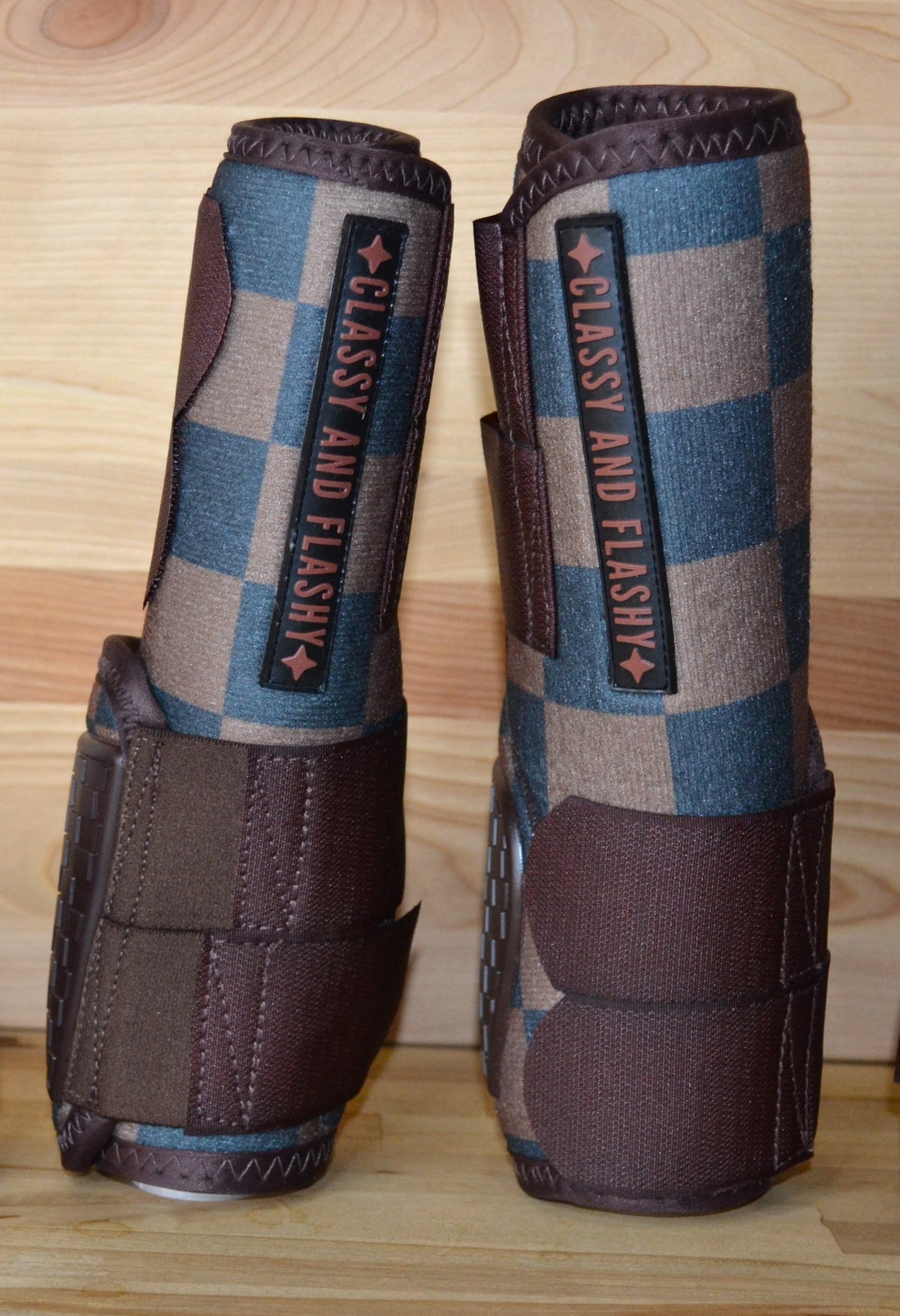 Brown Checker Splint Boots