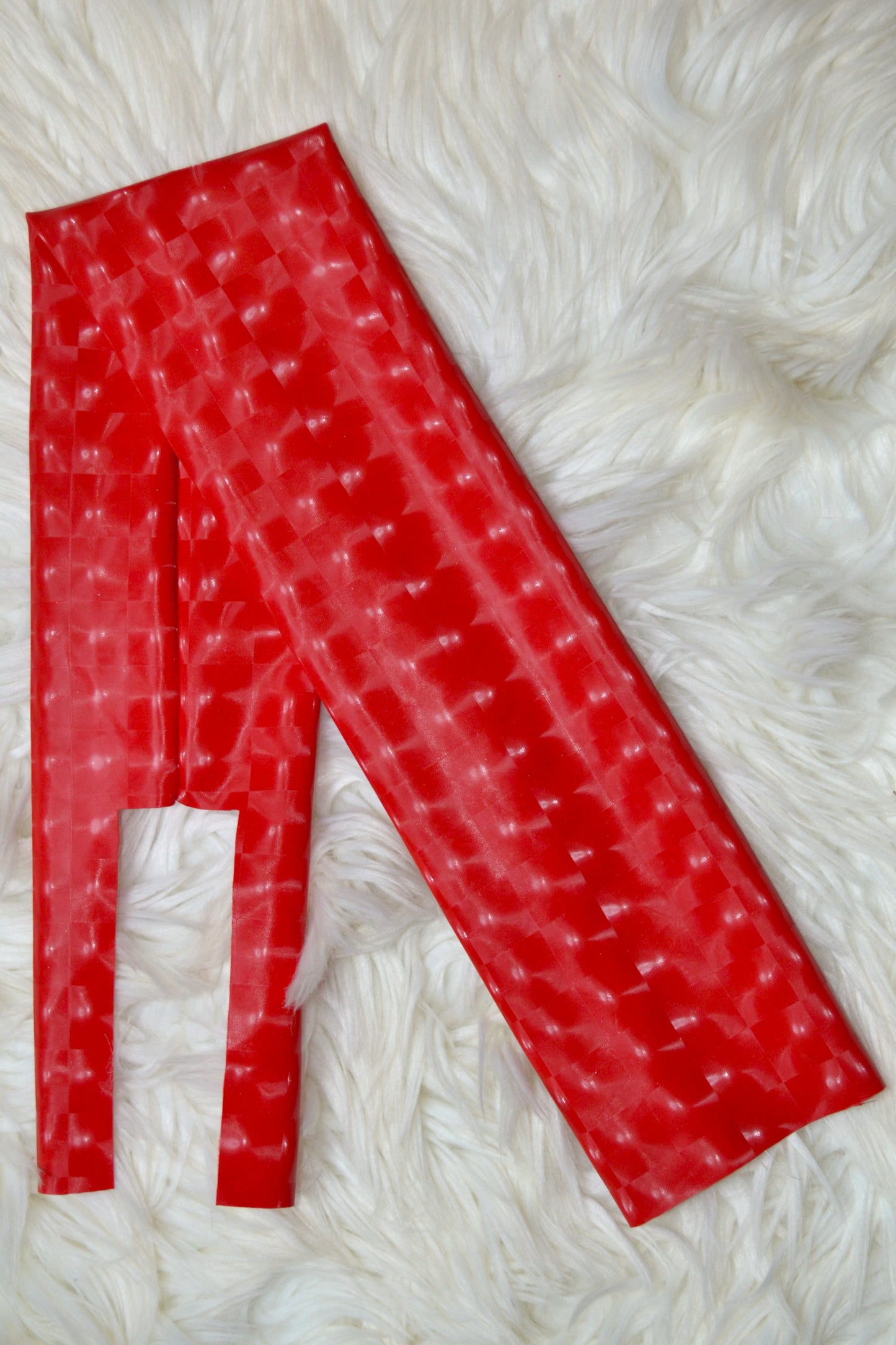 Red Metallic Checkered Tail Bag