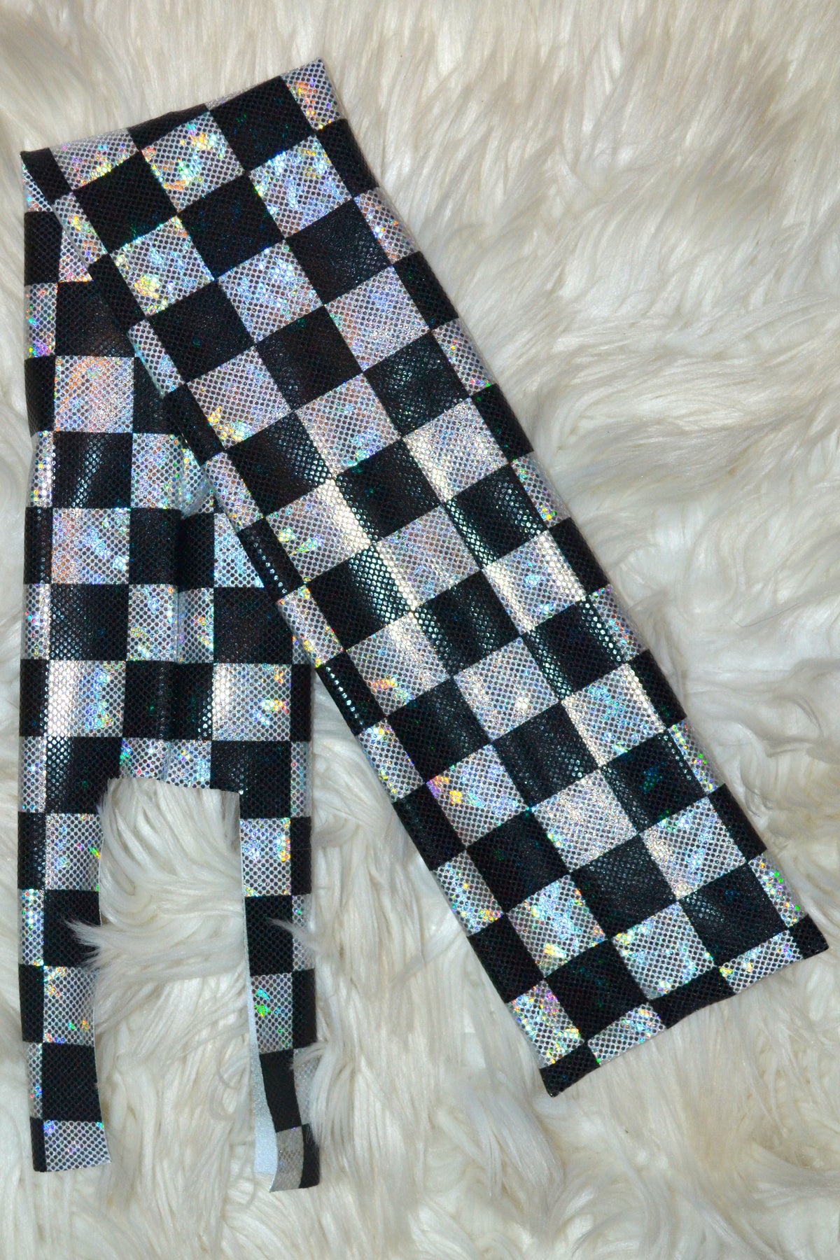 Black Checkered Tail Bag Holographic
