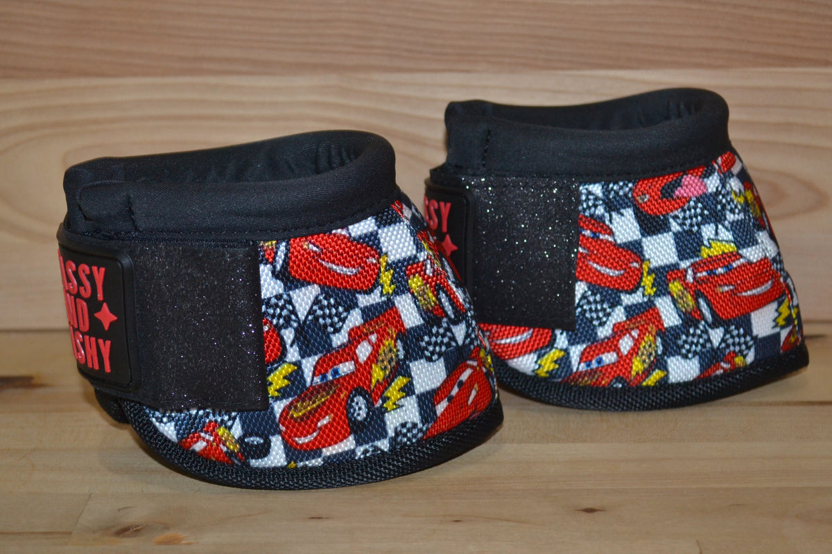 Speed Check with Black Sparkle Straps Bell Boots