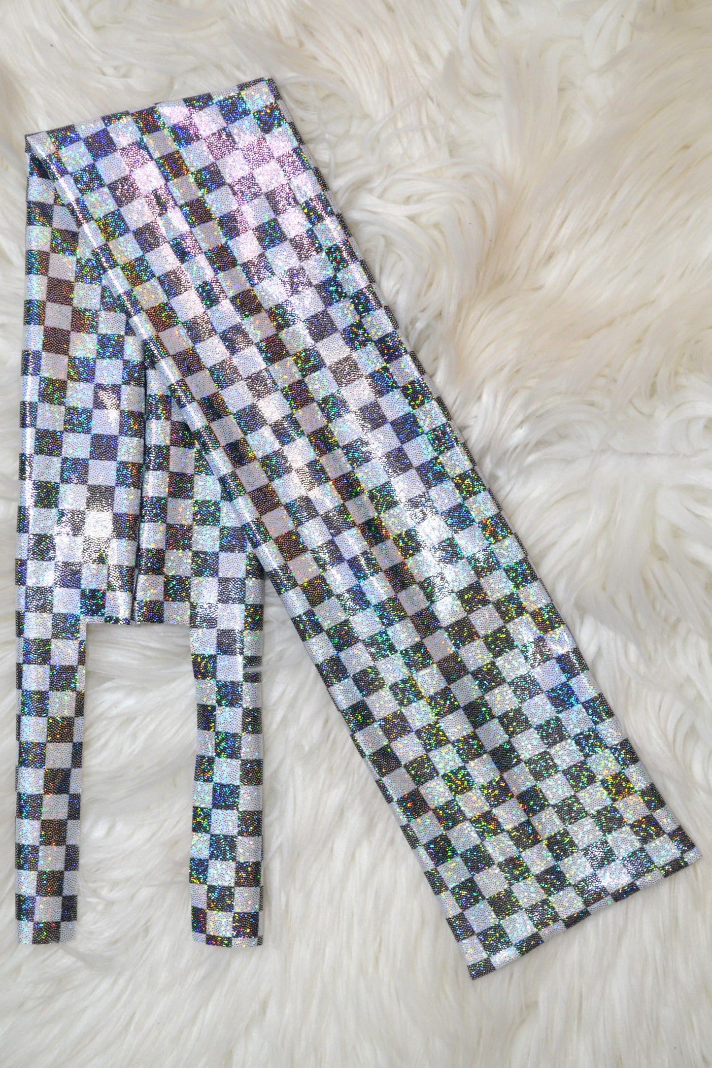 Small Black Checkered Tail Bag Holographic