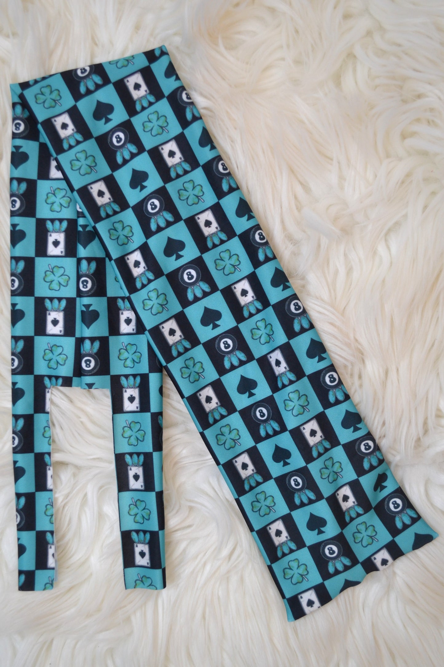 Teal Checker 8 Ball Cards Tail Bag