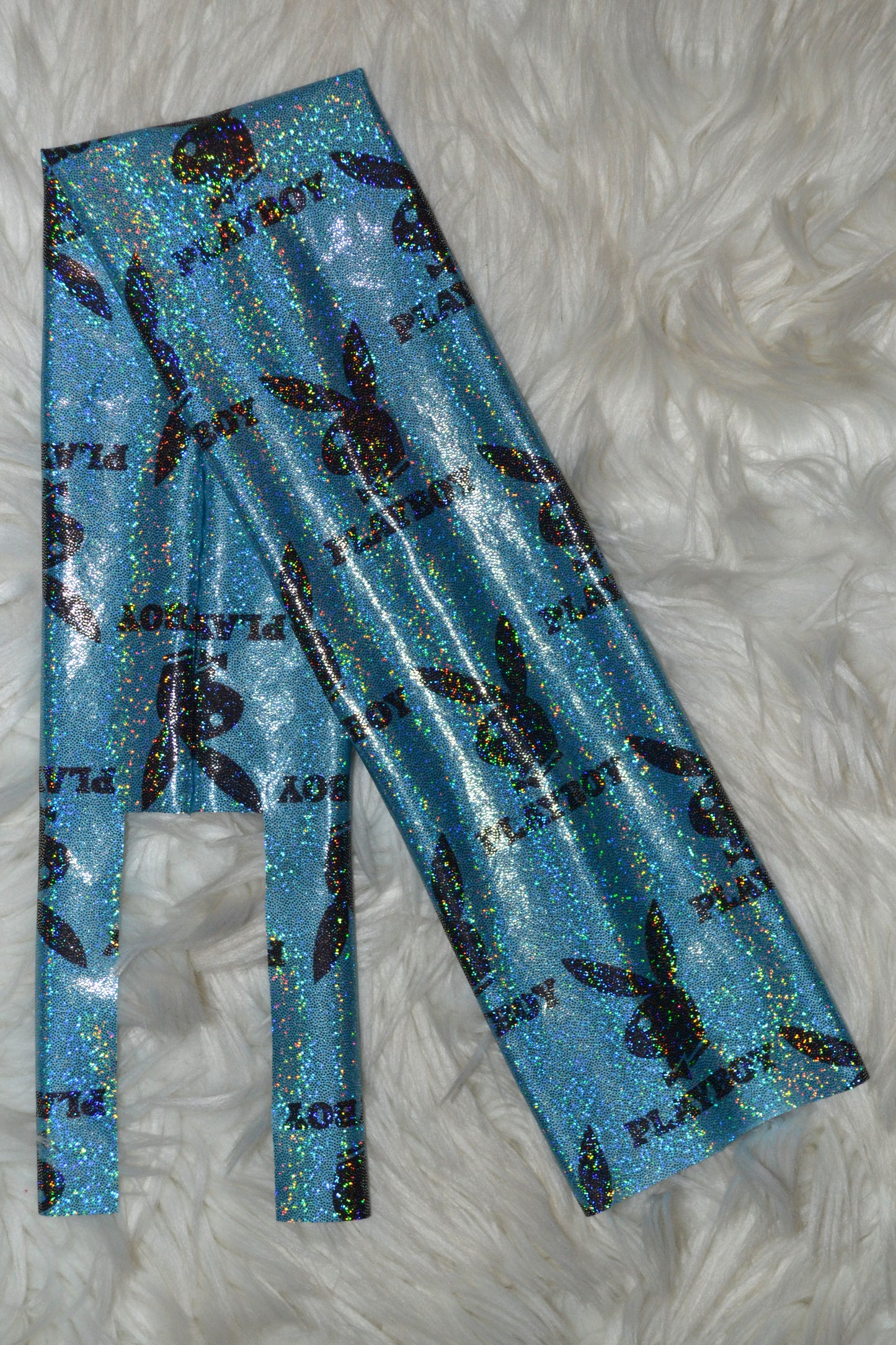 Teal Bunny Tail Bag Holographic