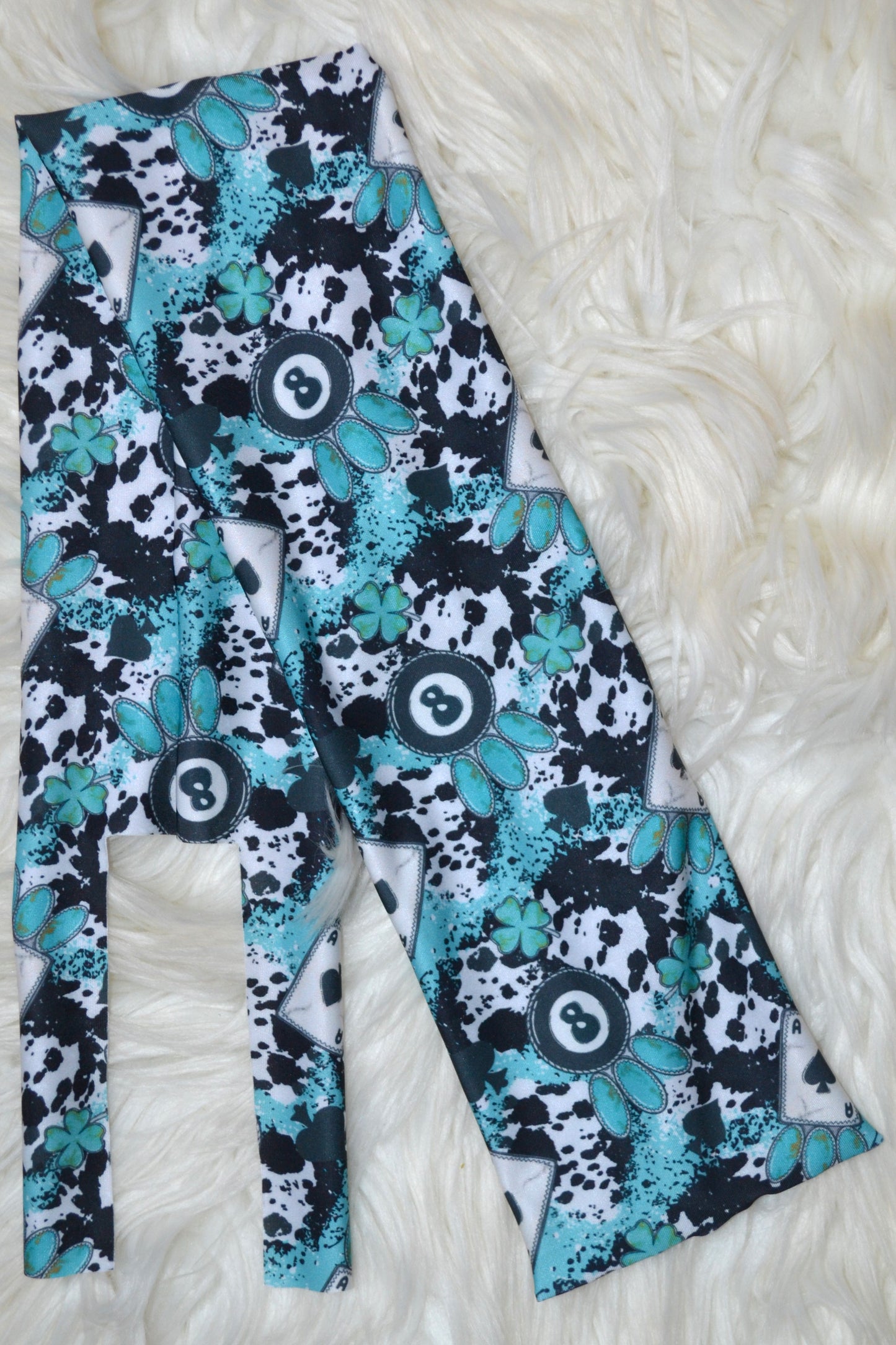 Teal 8 Ball Cards and Cow Tail Bag