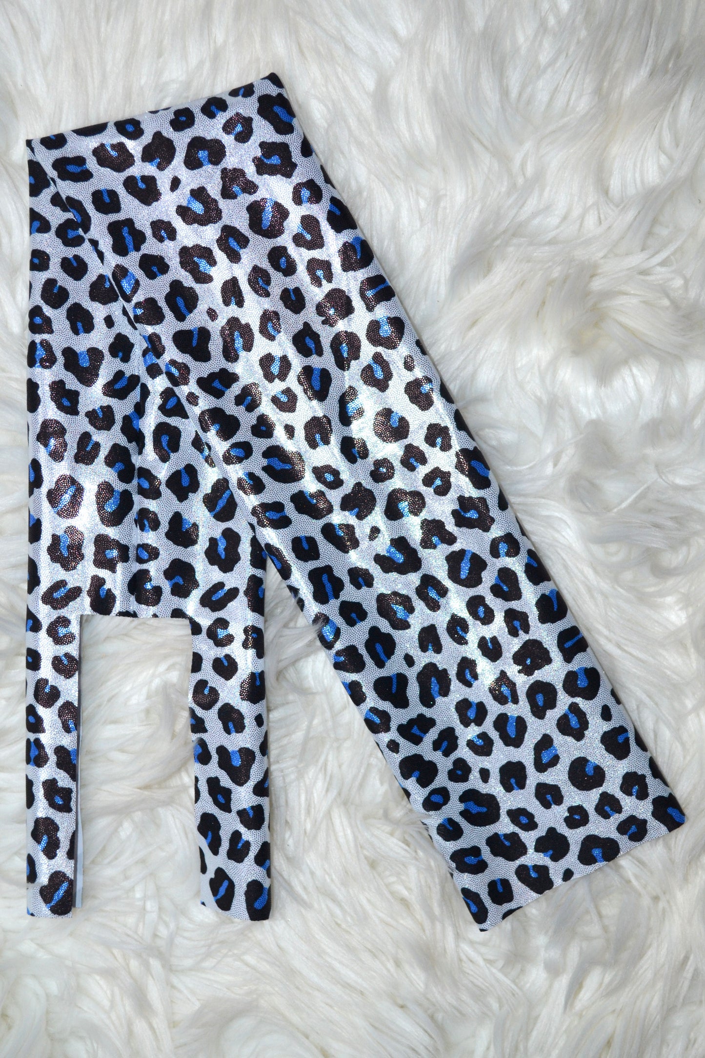 White Teal Cheetah Tail Bag Sparkle Shimmer
