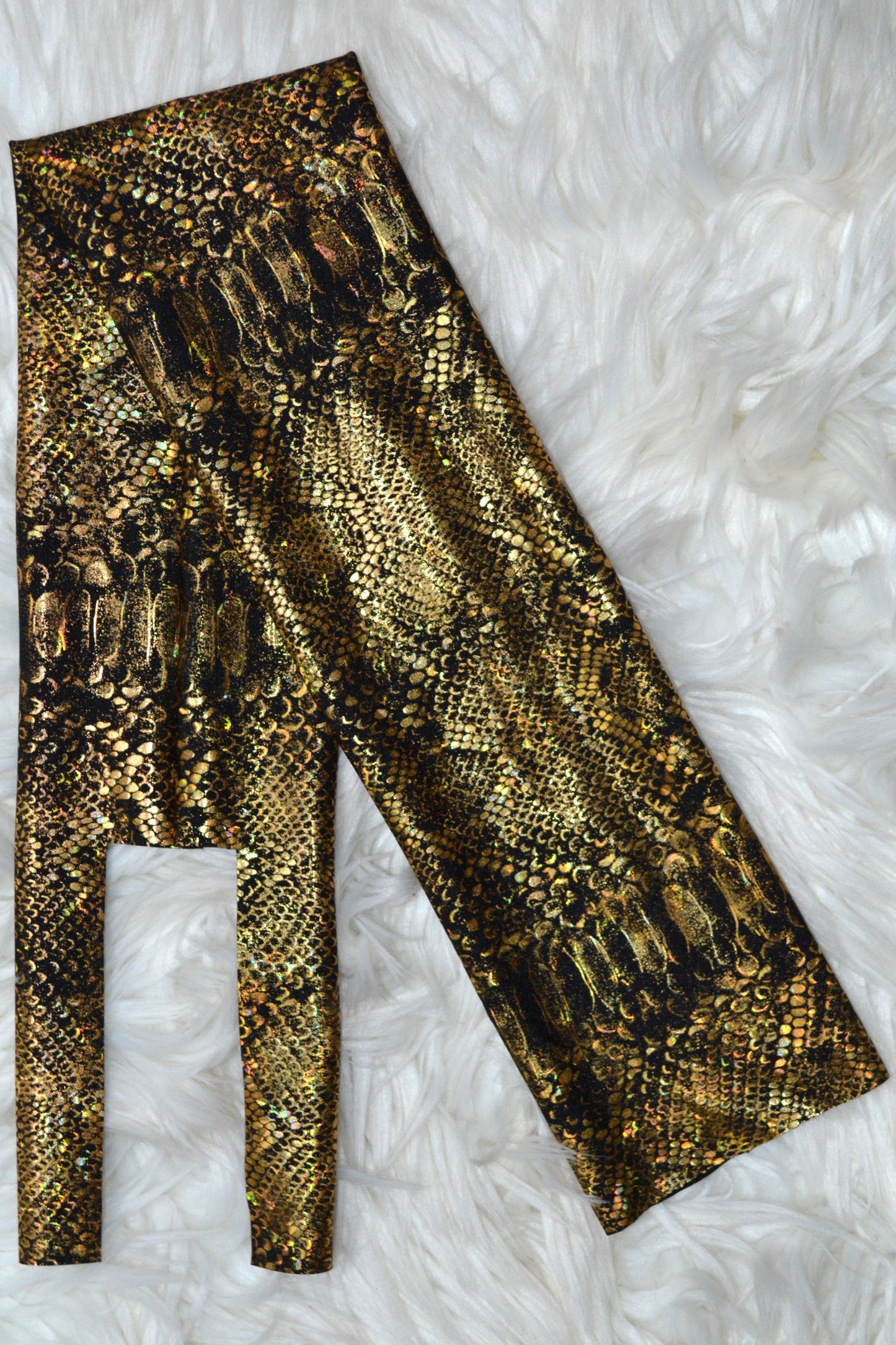 Gold Snakeskin Tail Bag Holographic