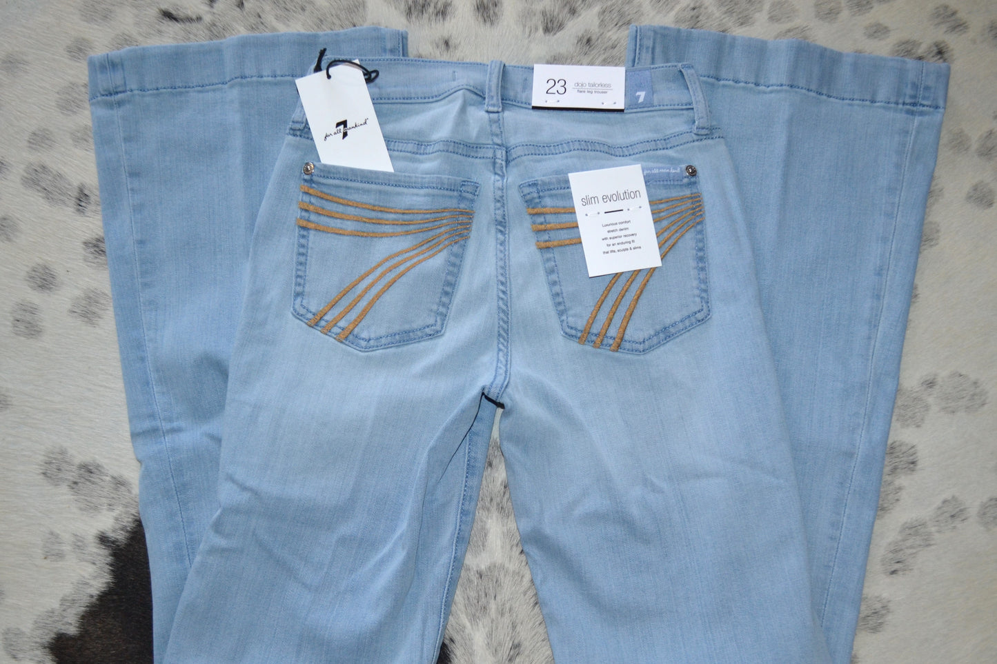 7 For All Mankind Dojos Light Wash Yellow Pocket Size 23-32 Tailorless