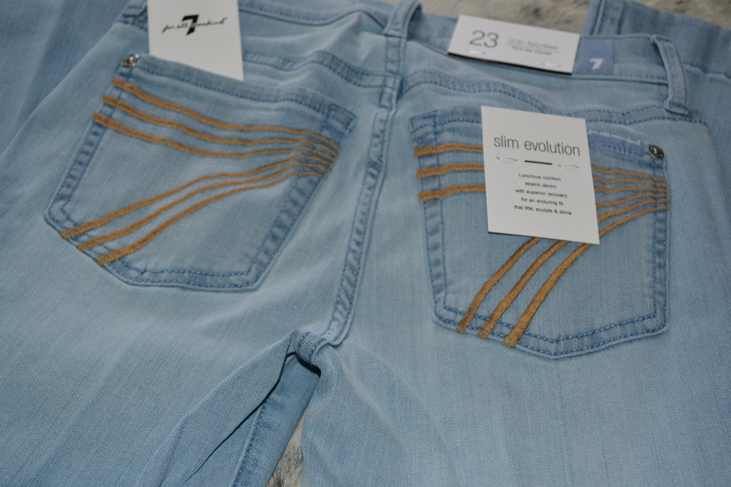 7 For All Mankind Dojos Light Wash Yellow Pocket Size 23-32 Tailorless
