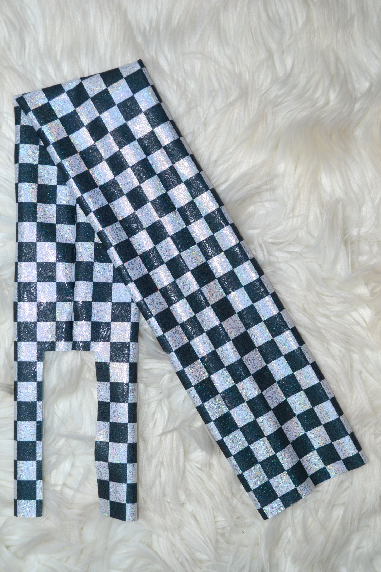 Black Checkered Tail Bag Holographic