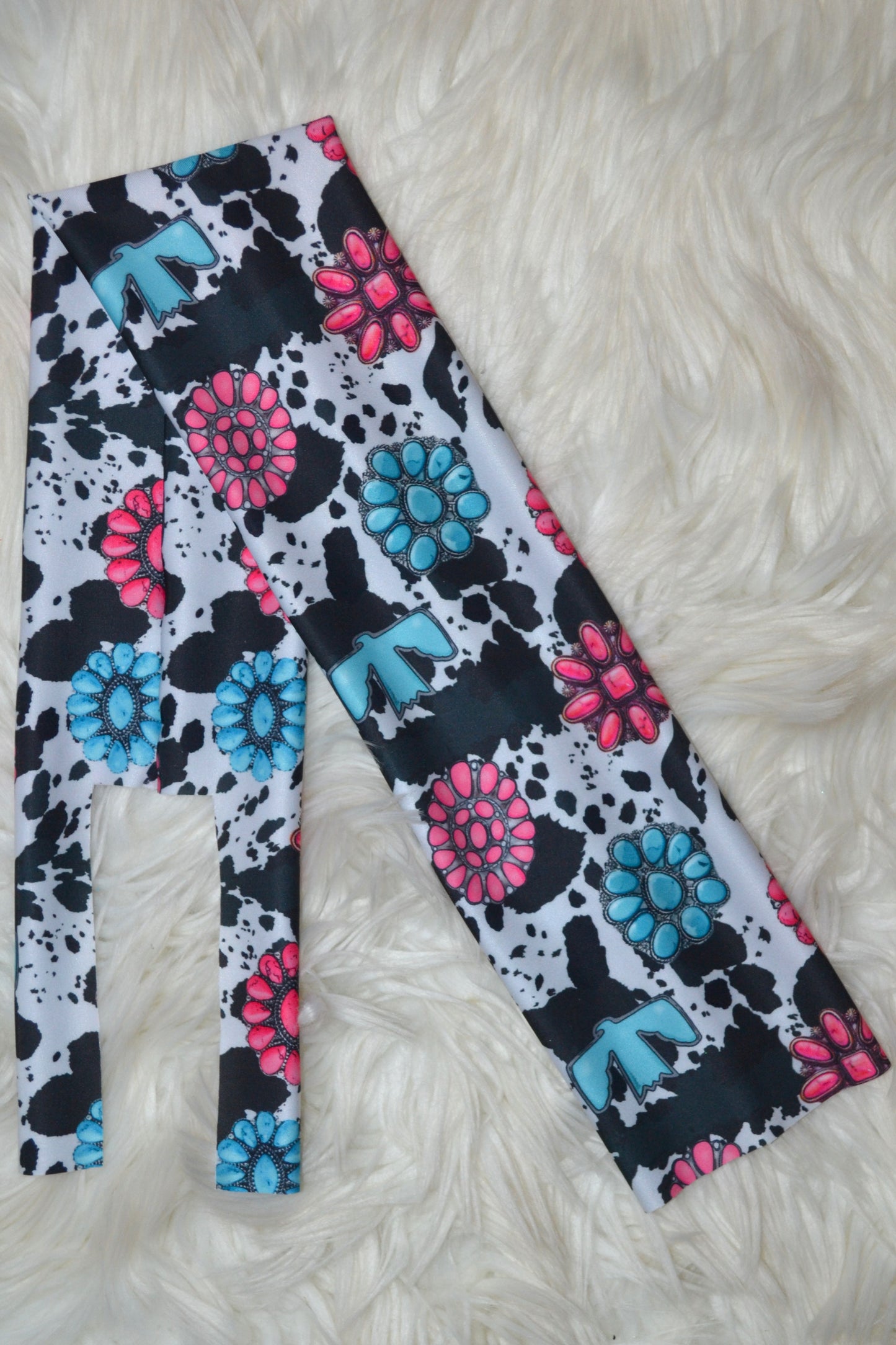 Turquoise Thunderbirds and Pink Jewels on Cow Tail Bag