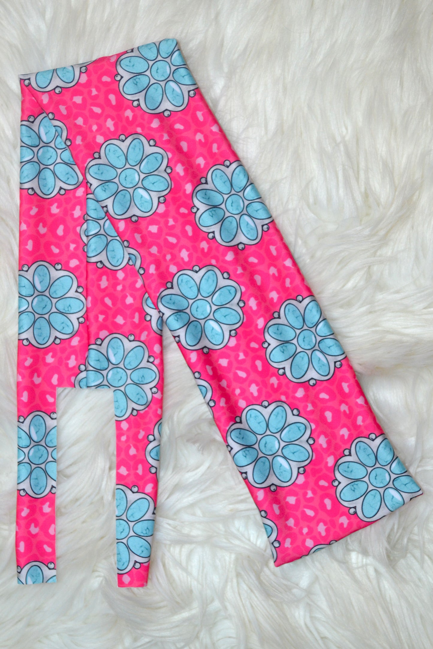 Teal Jewels on Pink Cheetah Tail Bag