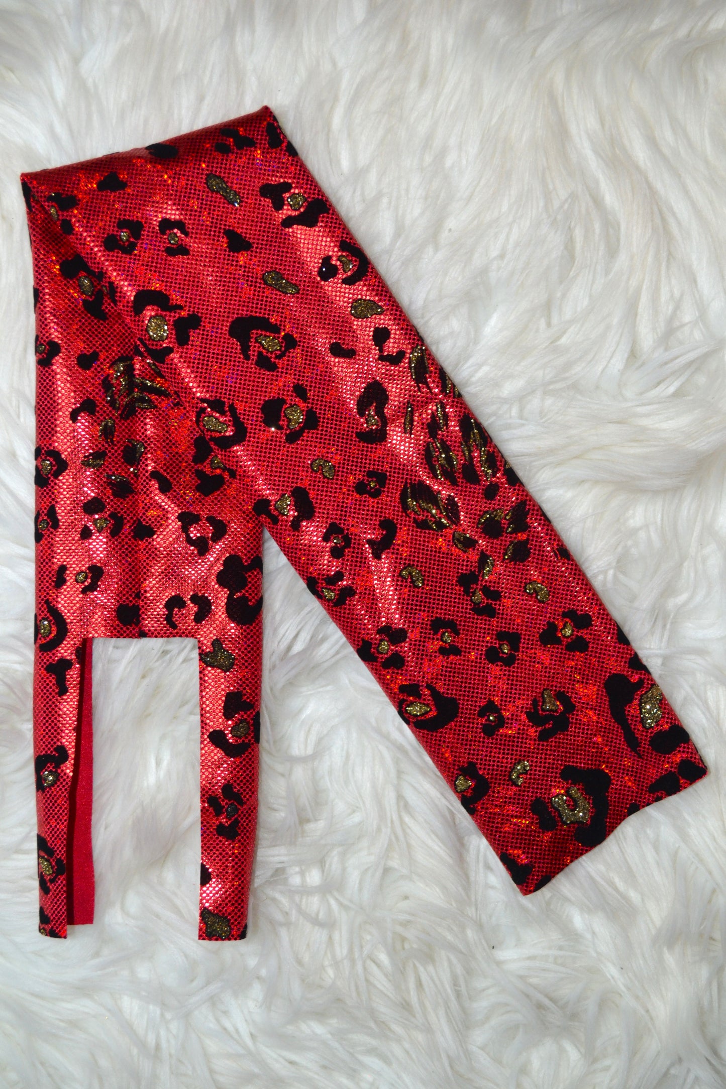 Red and Gold Cheetah Tail Bag Holographic