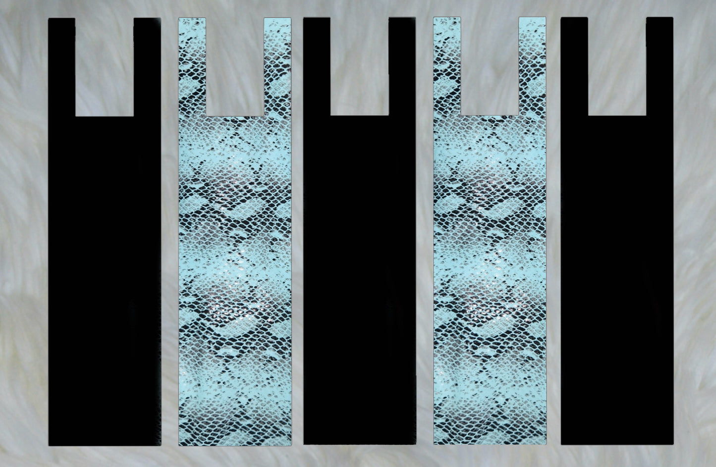 Teal Mint Snake X Solid Black Mane Bags Set of 5