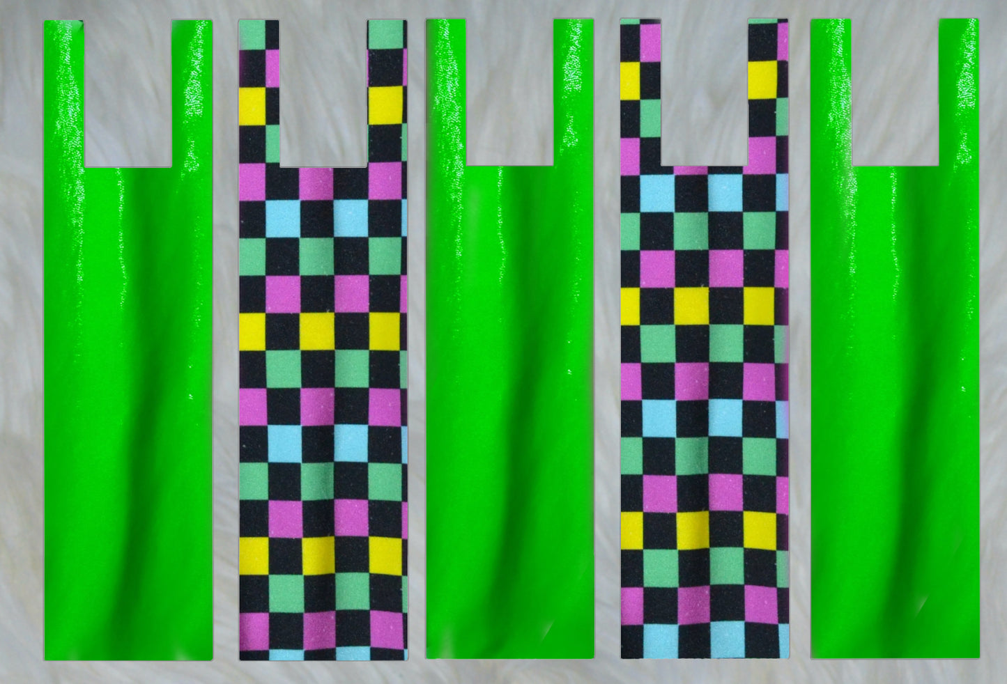 Neon Black Checker X Neon Green Sparkle Shimmer Mane Bags Set of 5