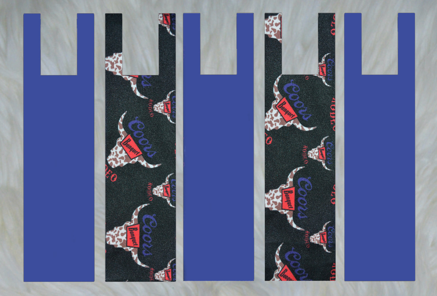 Cow Print Beer X Solid Royal Blue Mane Bags Set of 5