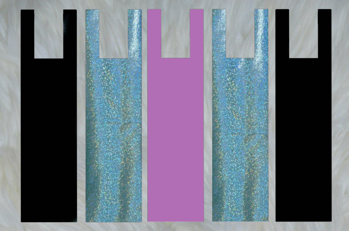 Mint Holographic X Solid Purple X Solid Black Mane Bags Set of 5