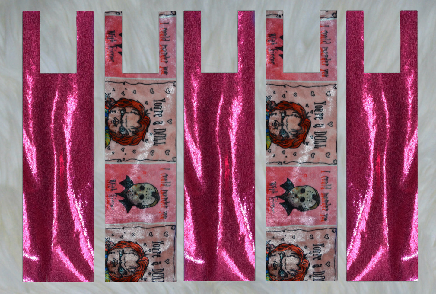 Murder You Velvet X Hot Pink Sparkle Shimmer Mane Bags Set of 5