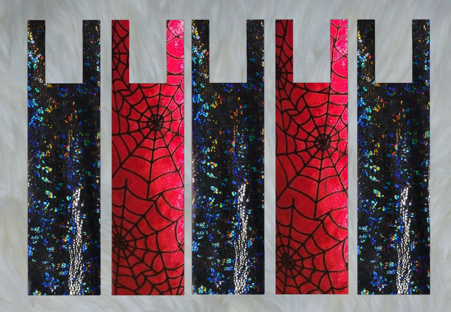 Red Spiderweb Velvet X Black Holographic Mane Bags Set of 5