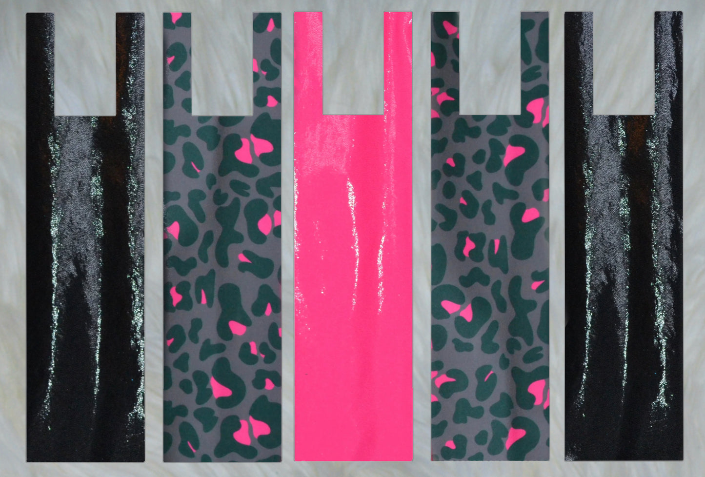 Black Pink Cheetah X Neon Pink Sparkle Shimmer X Black Sparkle Shimmer Mane Bags Set of 5