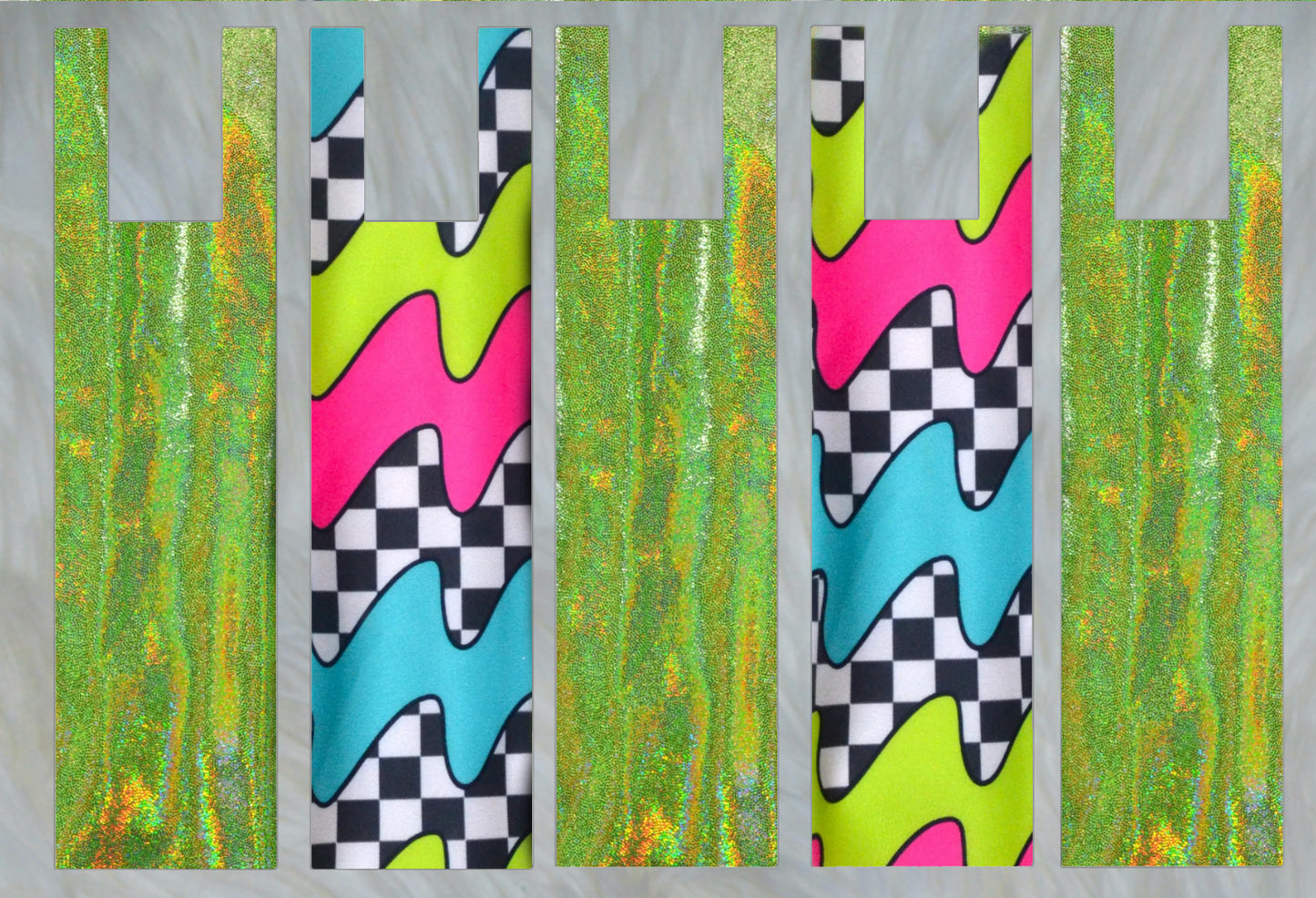 Groovy Retro Swirl X Lime Green Holographic Mane Bags Set of 5