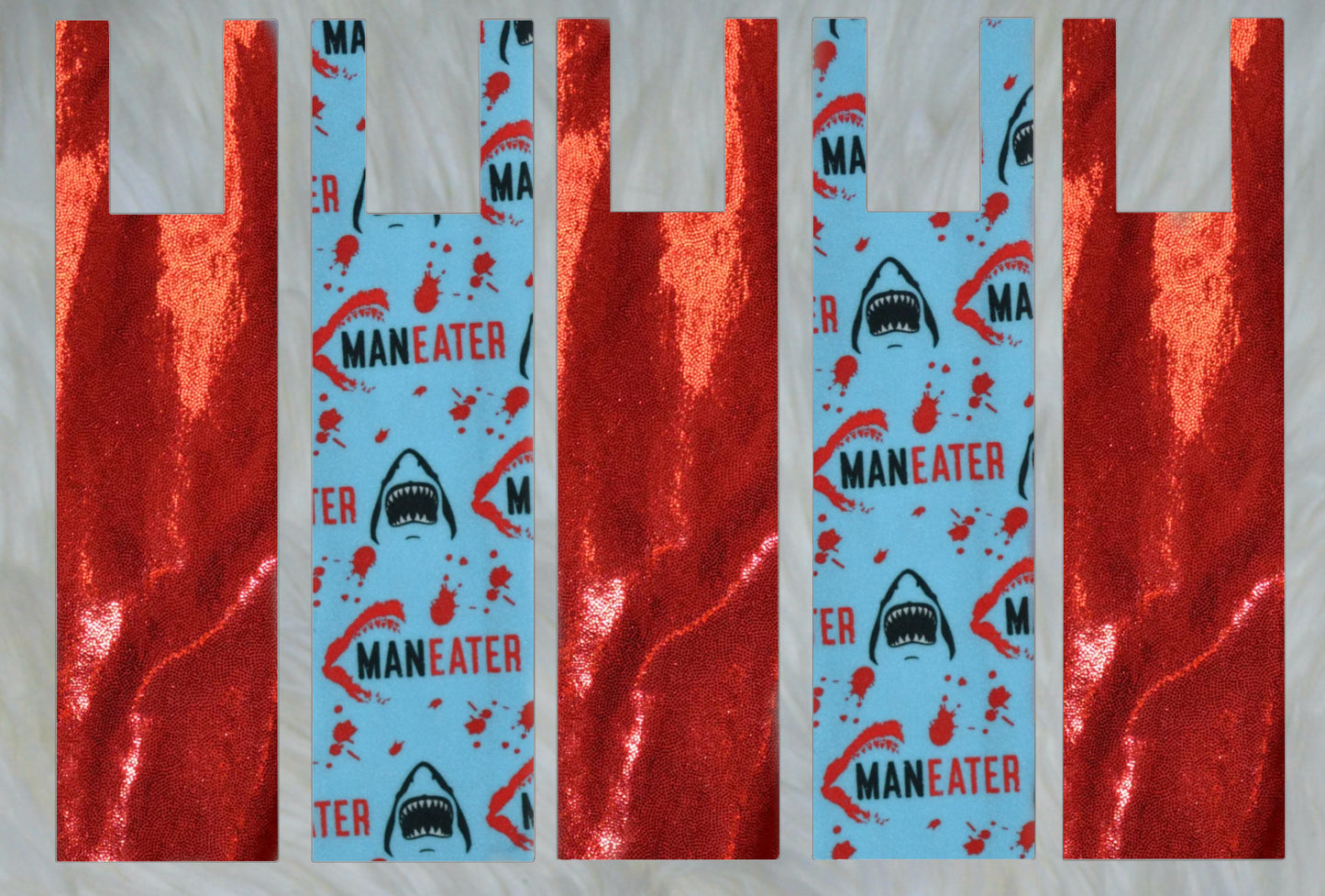 Man Eater Shark X Red Sparkle Shimmer Mane Bags Set of 5