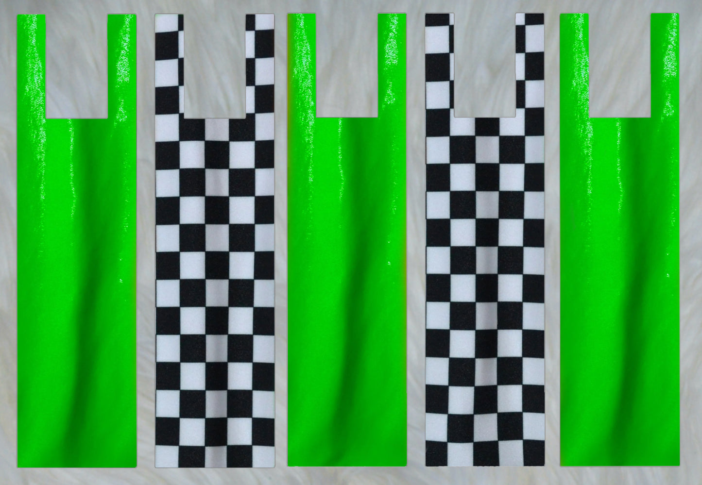 Black Checker X Neon Green Sparkle Shimmer Mane Bags Set of 5