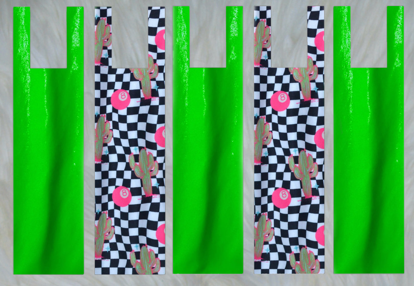 Cactus 8 Ball Checker X Neon Green Sparkle Shimmer Mane Bags Set of 5