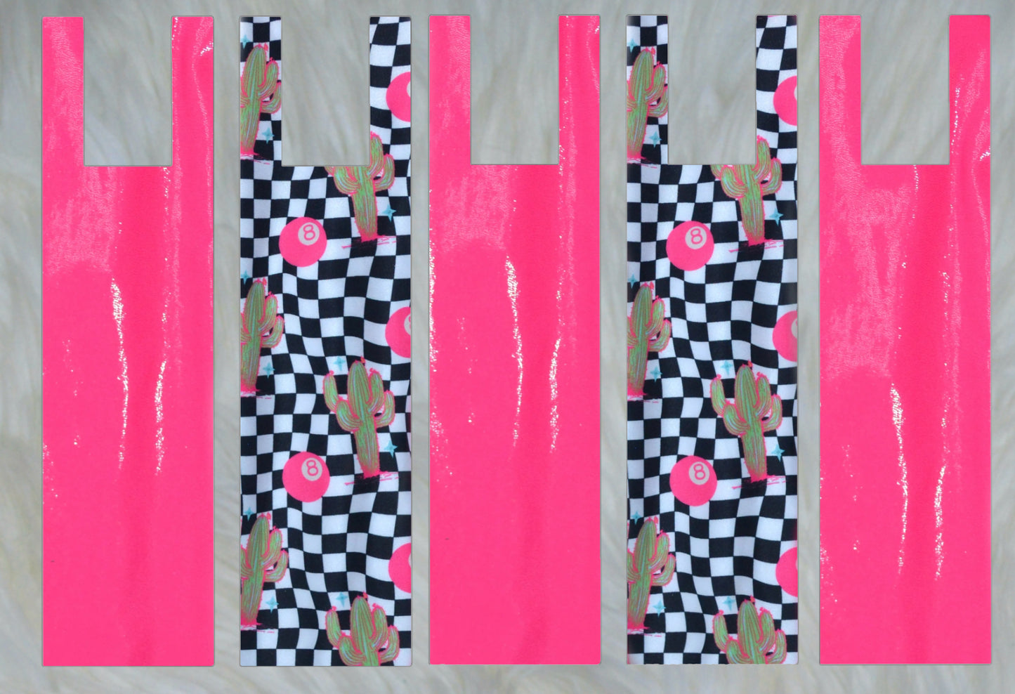 Cactus 8 Ball Checker X Neon Pink Sparkle Shimmer Mane Bags Set of 5