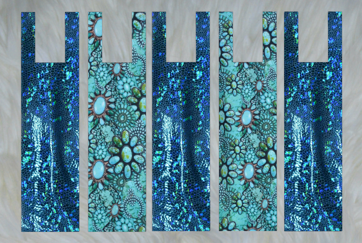 Turquoise Cowgirl Jewels X Blue Holographic Mane Bags Set of 5