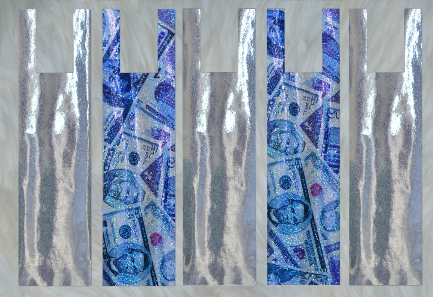 Blue Money X Silver Sparkle Shimmer Mane Bags Set of 5