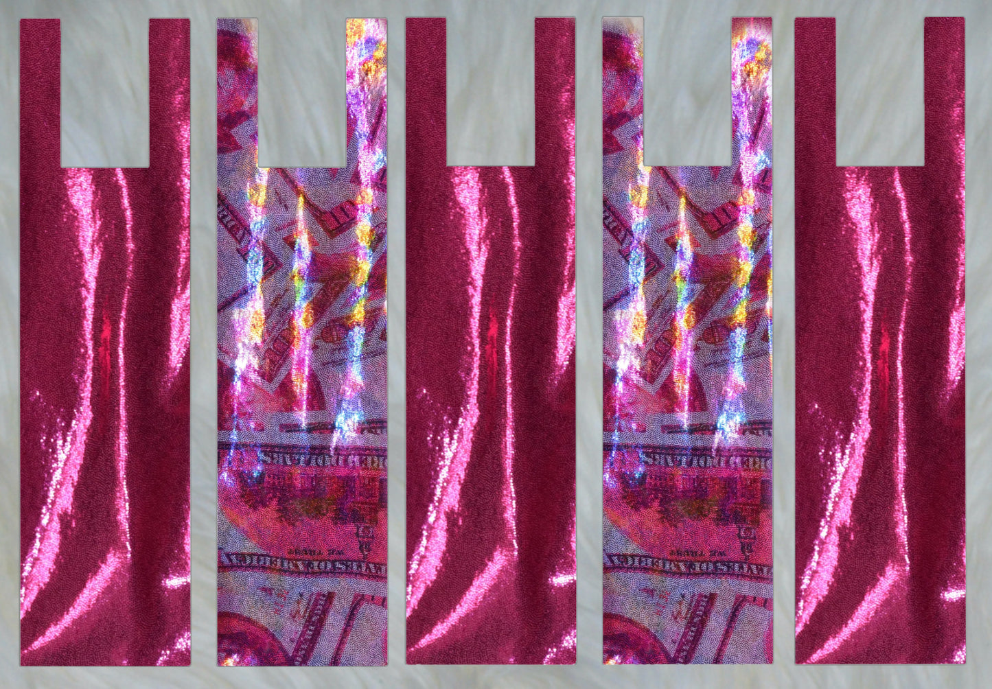 Pink Money Holographic X Pink Sparkle Shimmer Mane Bags Set of 5