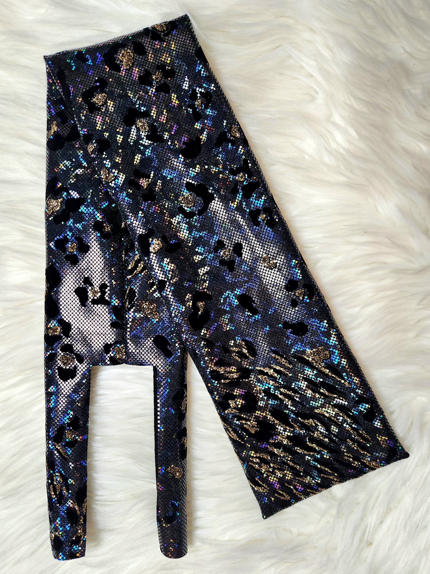 Black and Gold Cheetah Tail Bag Holographic