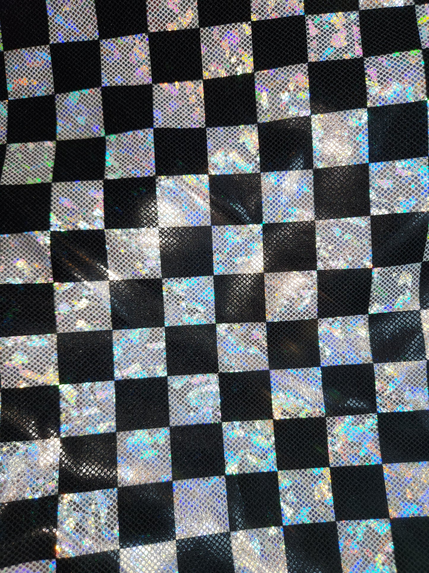 Black White Checker Tail Bag Holographic