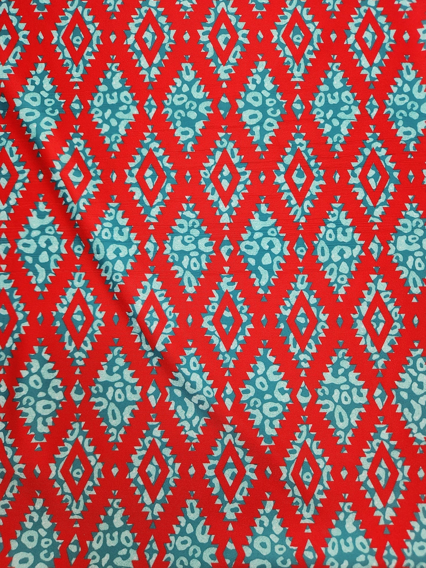 Teal Red Cheetah with Aztec Tail Bag