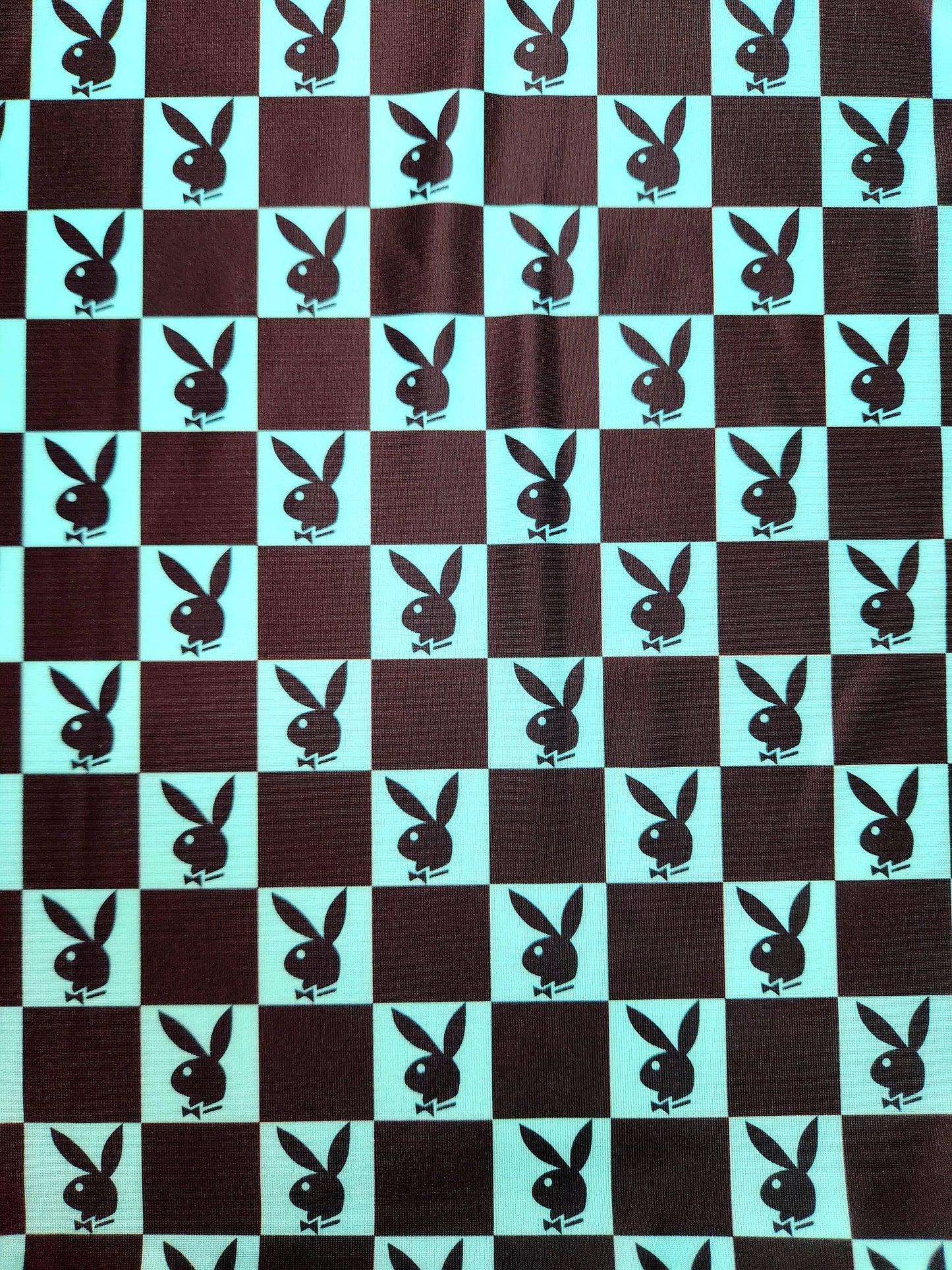 Teal Bunny Checker Tail Bag