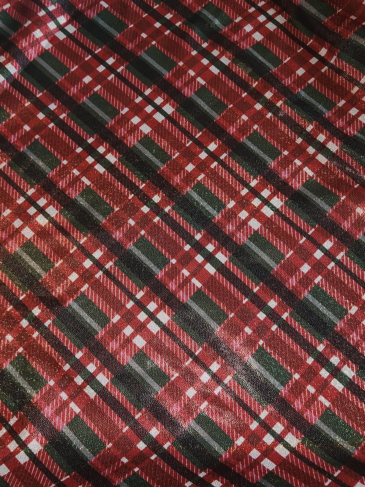 Red Green Plaid Tail Bag Holographic