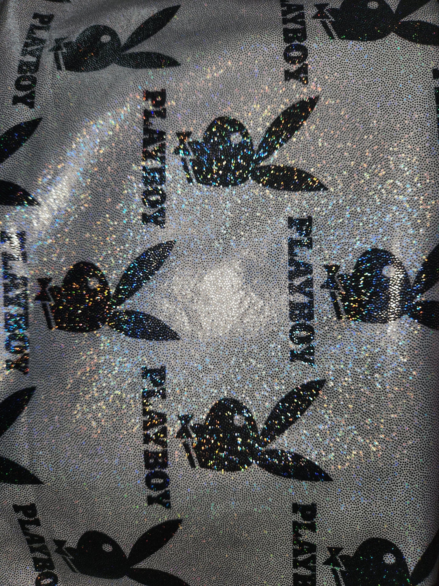 White Bunny Tail Bag Holographic Sideways