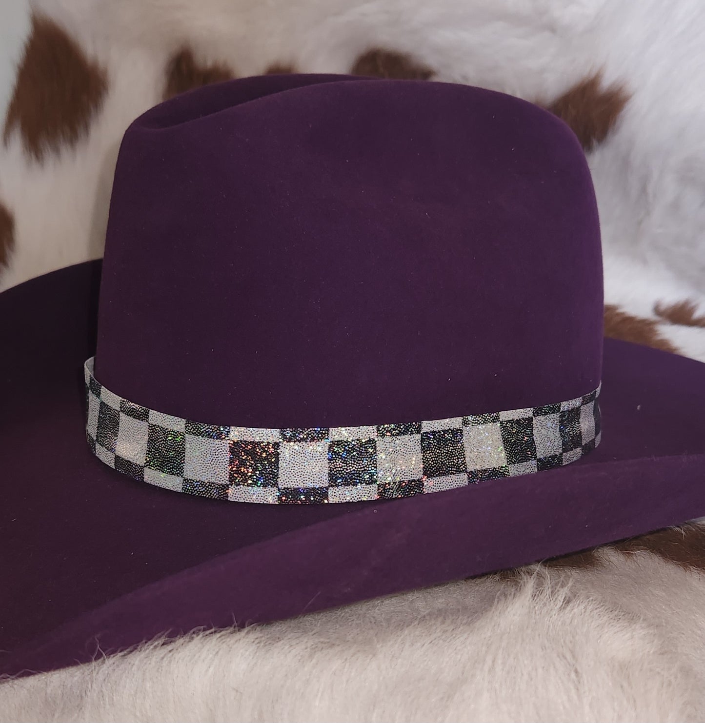 Black Checker Holographic Hat Band