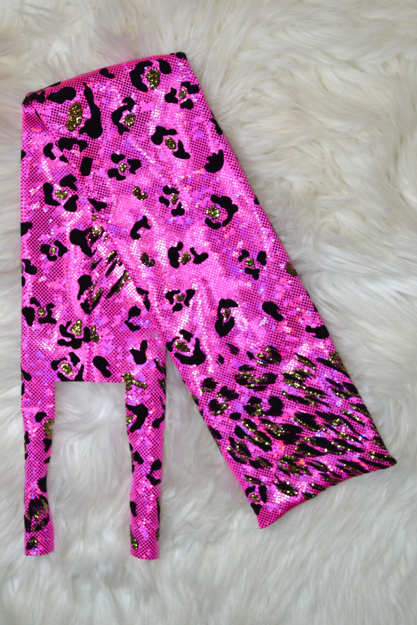 Hot Pink and Gold Cheetah Tail Bag Holographic