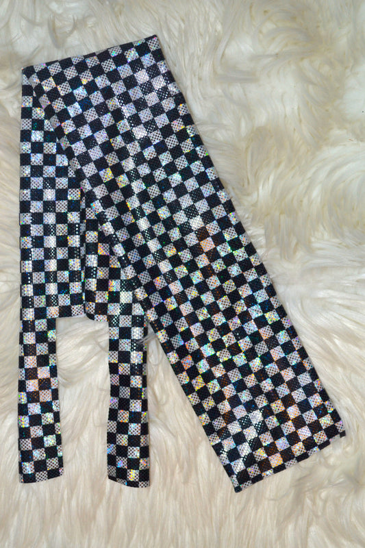 Small Black Checkered Tail Bag Holographic