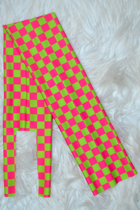 Hot Pink and Green Checkered Tail Bag