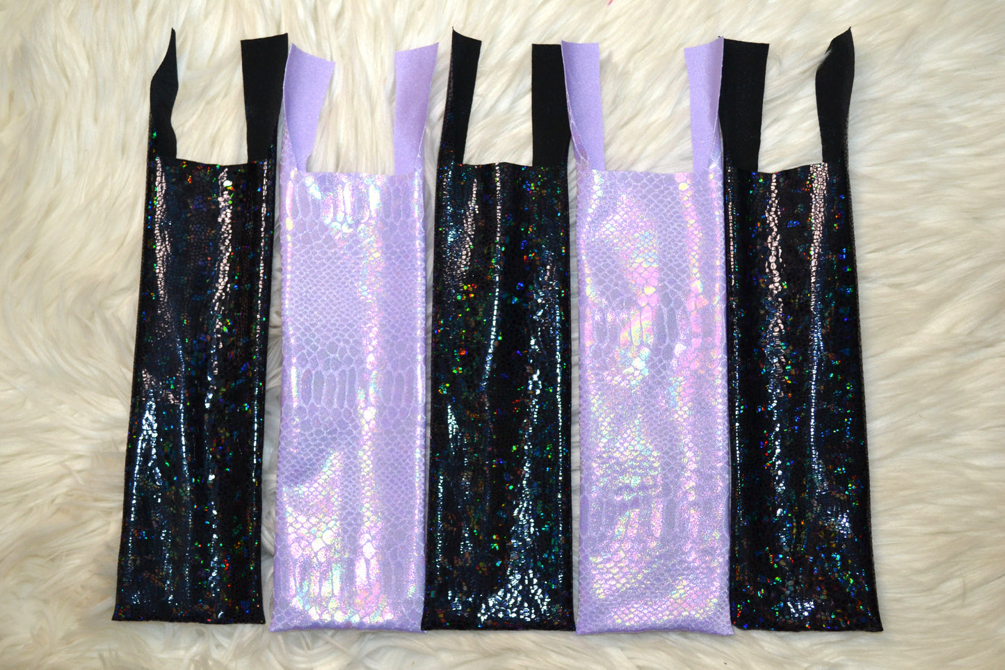 Lavender Snake and Black Holographic Mane Bags Set of 5