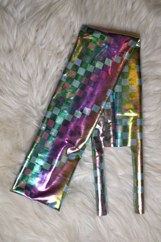 Purple/Mint/Black Checkered Tail Bag Iridescent